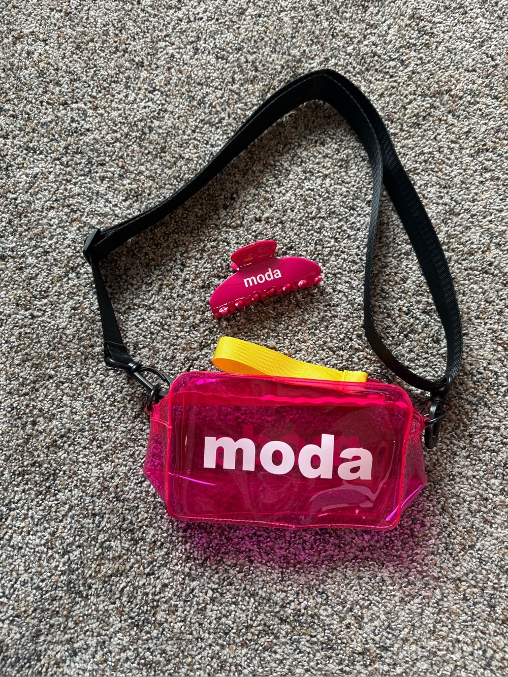 MODA Pink Jelly Crossbody Bag & Matching Hair Claw Clip Set